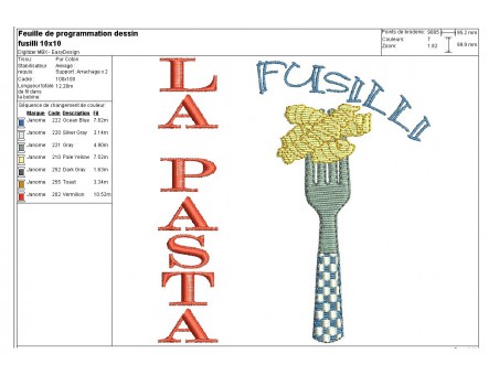 Motif de broderie machine pâtes 