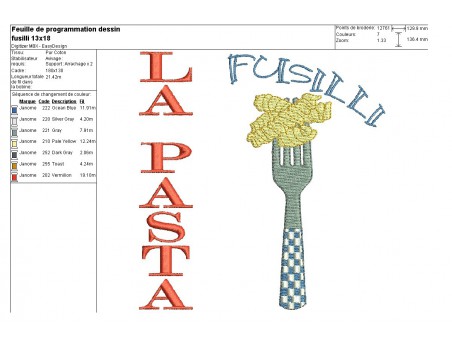 Motif de broderie machine pâtes 