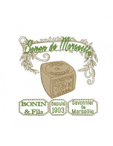 Embroidery design soap of Marseille