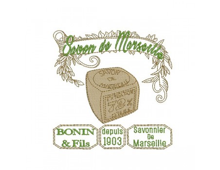 Embroidery design soap of Marseille
