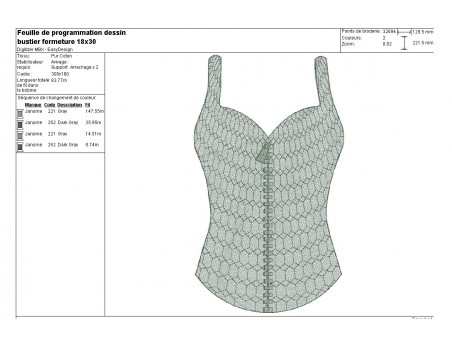 Motif de broderie machine lingerie bustier fermeture éclair