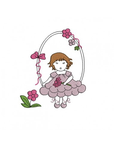 Instant download machine embroidery girl doing cutting