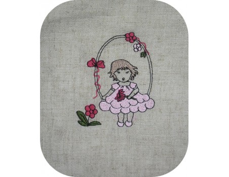 Motif de broderie machine fillette aux fleurs