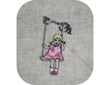 Instant download machine embroidery girl flower