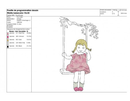 Instant download machine embroidery girl flower