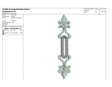 Motif de broderie machine boutonnière