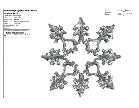 Motif de broderie machine finition décor