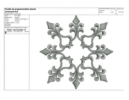 Motif de broderie machine finition décor