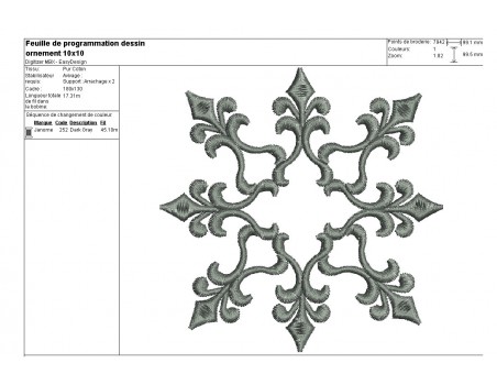 Motif de broderie machine finition décor