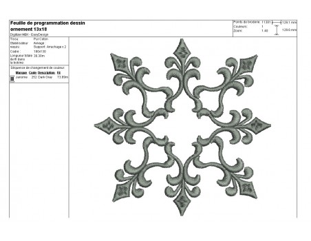 Motif de broderie machine finition décor