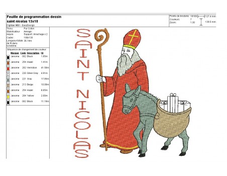 Motif de broderie machine  saint Nicolas