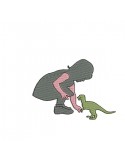 Instant download machine embroidery Girl playing with a dinosaur