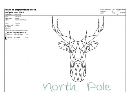 Instant download machine embroidery design North Pole Deer