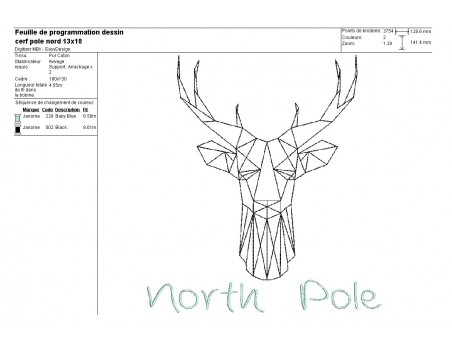 Instant download machine embroidery design North Pole Deer