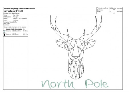 Instant download machine embroidery design North Pole Deer