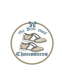 Motif de broderie chaussures homme au bon pied
