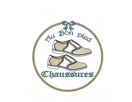 Motif de broderie chaussures homme au bon pied