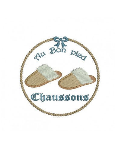 Motif de broderie chaussons homme au bon pied