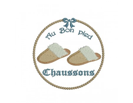 Motif de broderie chaussons homme au bon pied