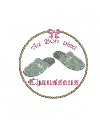 Motif de broderie chaussons femme au bon pied