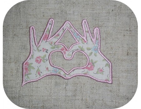 Instant download machine embroidery Hands forming a heart applique