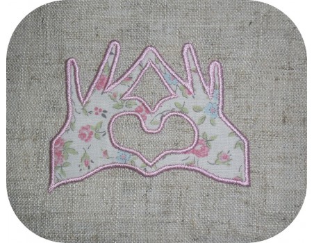 Instant download machine embroidery Hands forming a heart applique