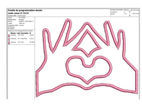 Instant download machine embroidery Hands forming a heart applique