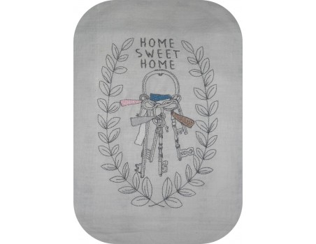 Motif de broderie machine trousseau de clés Home sweet home