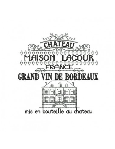 Instant download machine embroidery design Bordeaux wine