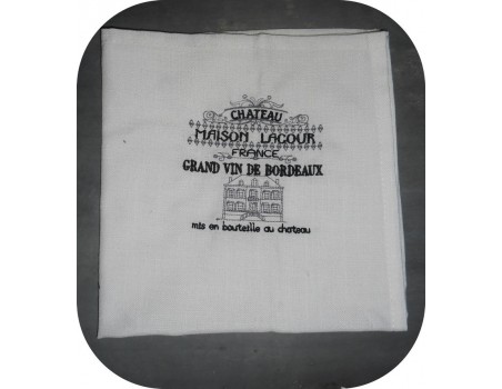 Motif de broderie machine vignoble chateaux Bordeaux