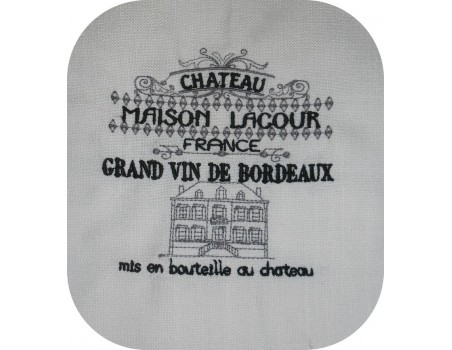 Motif de broderie machine vignoble chateaux Bordeaux