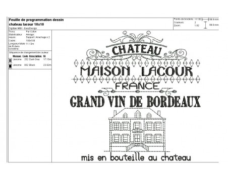 Instant download machine embroidery design Bordeaux wine