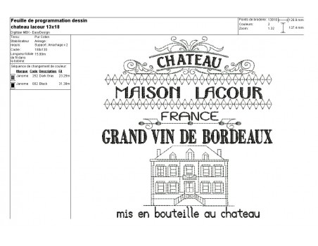 Instant download machine embroidery design Bordeaux wine