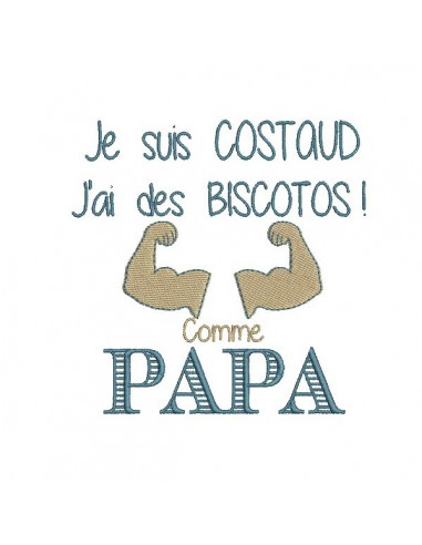 Motif de broderie machine texte humour biscotos