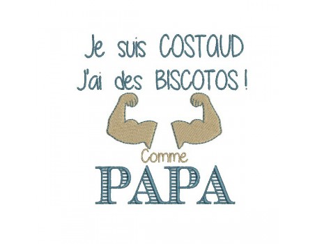 Motif de broderie machine texte humour biscotos