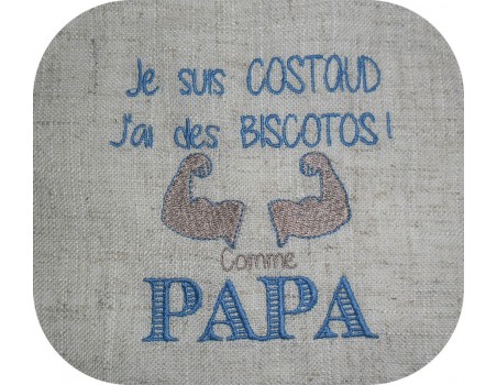 Motif de broderie machine texte humour biscotos