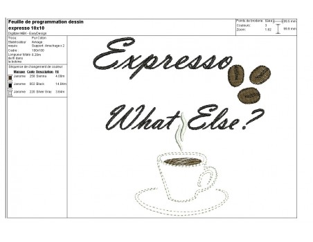 Instant download machine embroidery design  expresso