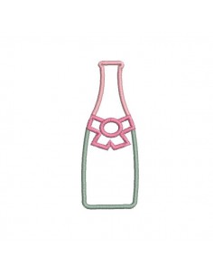 Motif de broderie machine appliqué bouteille de champagne