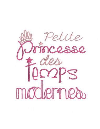 Motif de broderie machine texte humour petite princesse