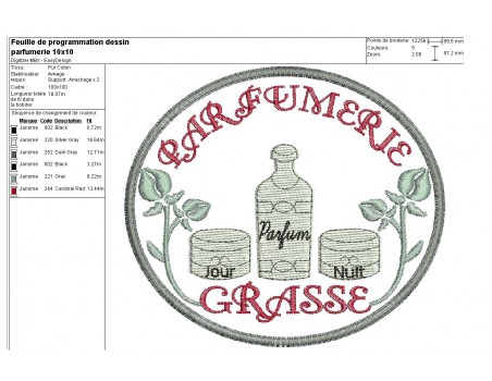 Instant download machine embroidery design perfumery