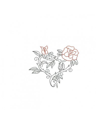 Instant download machine embroidery design Heart with roses