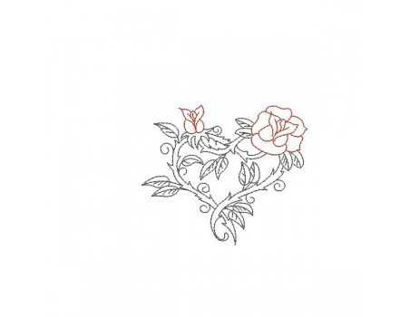 Instant download machine embroidery design Heart with roses