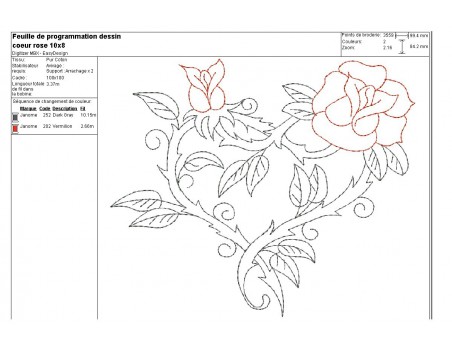 Instant download machine embroidery design Heart with roses