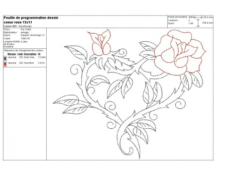 Instant download machine embroidery design Heart with roses