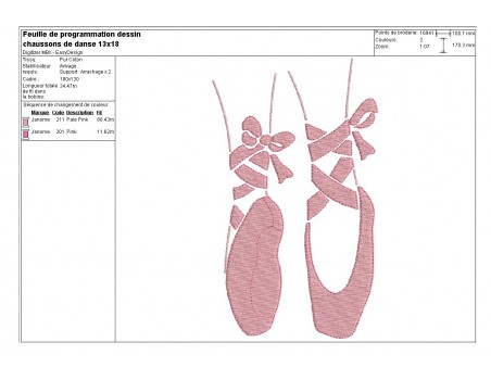 Motif de broderie machine chaussons de danse