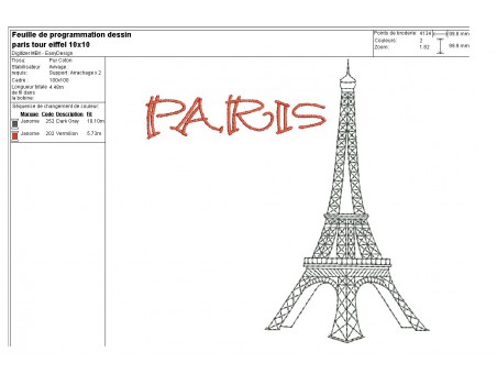 embroidery design eiffel tower Paris