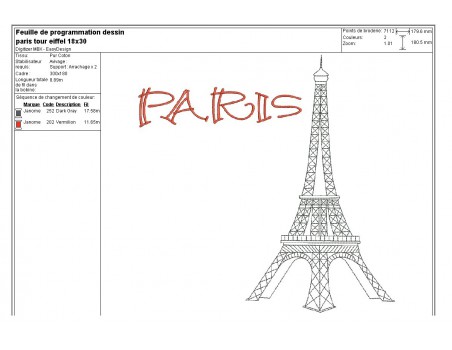 embroidery design eiffel tower Paris