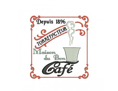 Motif de broderie machine maison du bon café