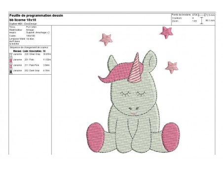 Instant download machine embroidery design baby Unicorn 