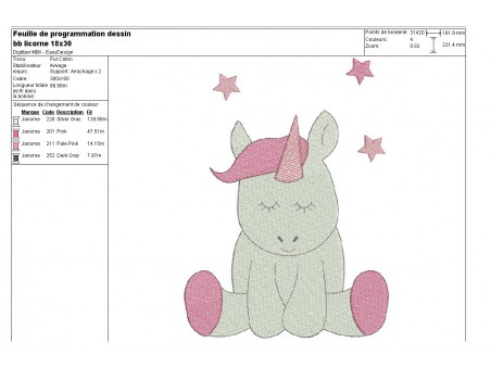 Instant download machine embroidery design baby Unicorn 